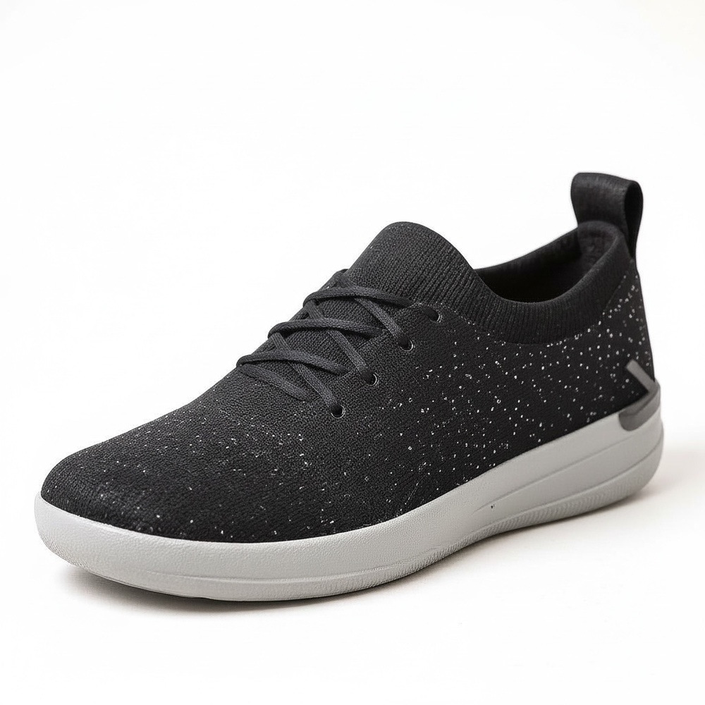 NEW FitFlop F-Sporty Uberknit Sneakers Pull On Lace Up US 12  EU 44 Black Speck